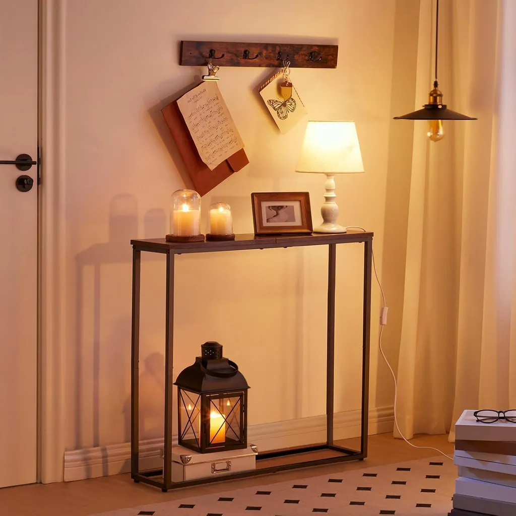 Console Entrée Industrielle 75cm - Table Console étroite Bois et Métal - 5