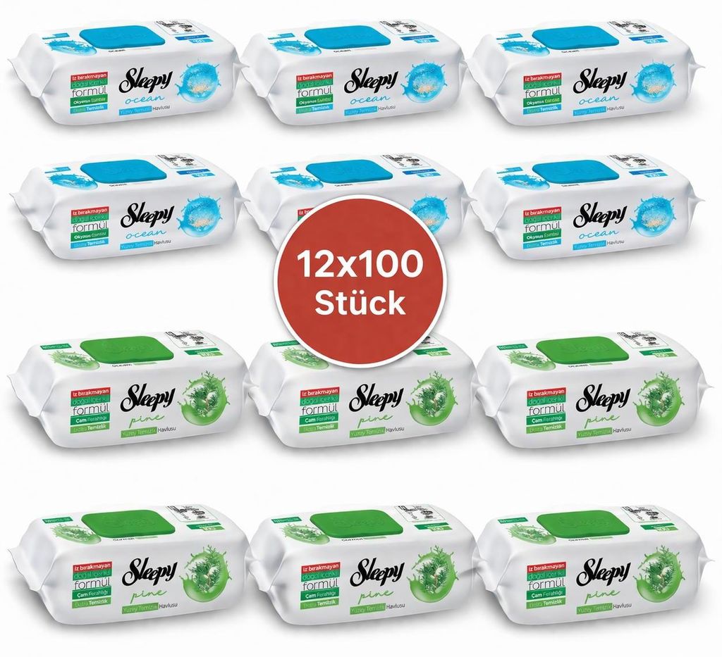 Sleepy Easy Clean Oberflächenreinigungstücher – 6x100 Pine + 6x100 Ocean | Wohnmobile & Camper