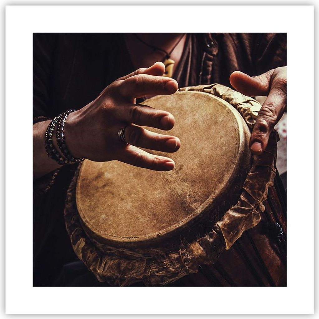 Poster - Poster ohne Rahmen - Trommel Indien Musiker - 40x40 cm - Wand Bild - Wanddeko - Wandbilder - Kunstposter - Wandposter - Bilder - Kunstdruc...