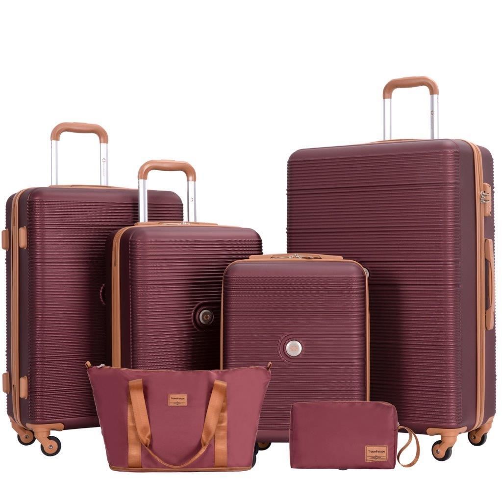 Travelhouse Gepäck-Set Bari, 6-teilig, 4 Koffer mit Rollen, Reisetasche und Toilet Kit, Hartschale - Rot