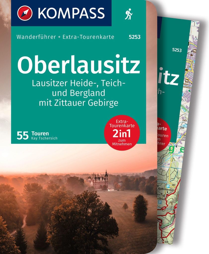 KOMPASS Wanderführer Oberlausitz, Lausitzer Heide-, Teich- und Bergland, mit Zittauer Gebirge, 55 Touren mit Extra-Tourenkarte