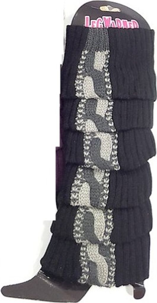 GKA 1 Paar Damen Beinstulpen schwarz mit Muster Strick Produktbild 