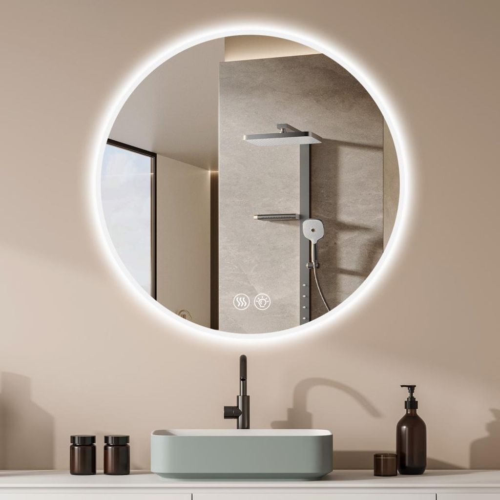 Mount, Anti-Fog, 3 Color Temperature Adjustable & Dimmable Light, Makeup Mirror for Bedroom & Bathroom, Smart Mirror for Modern Home