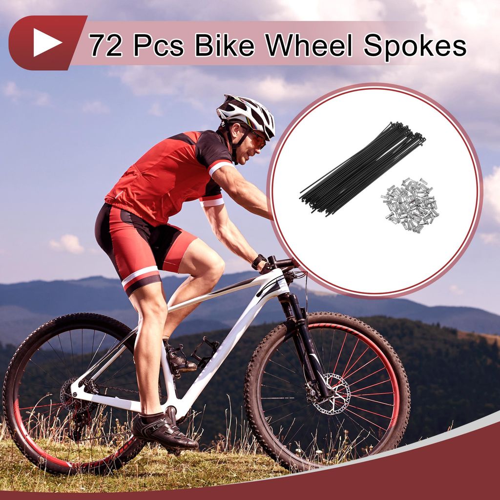 72 Set 14G Fahrradspeichen 181mm Fahrradradspeichen Kohlenstoffstahl Schwarz