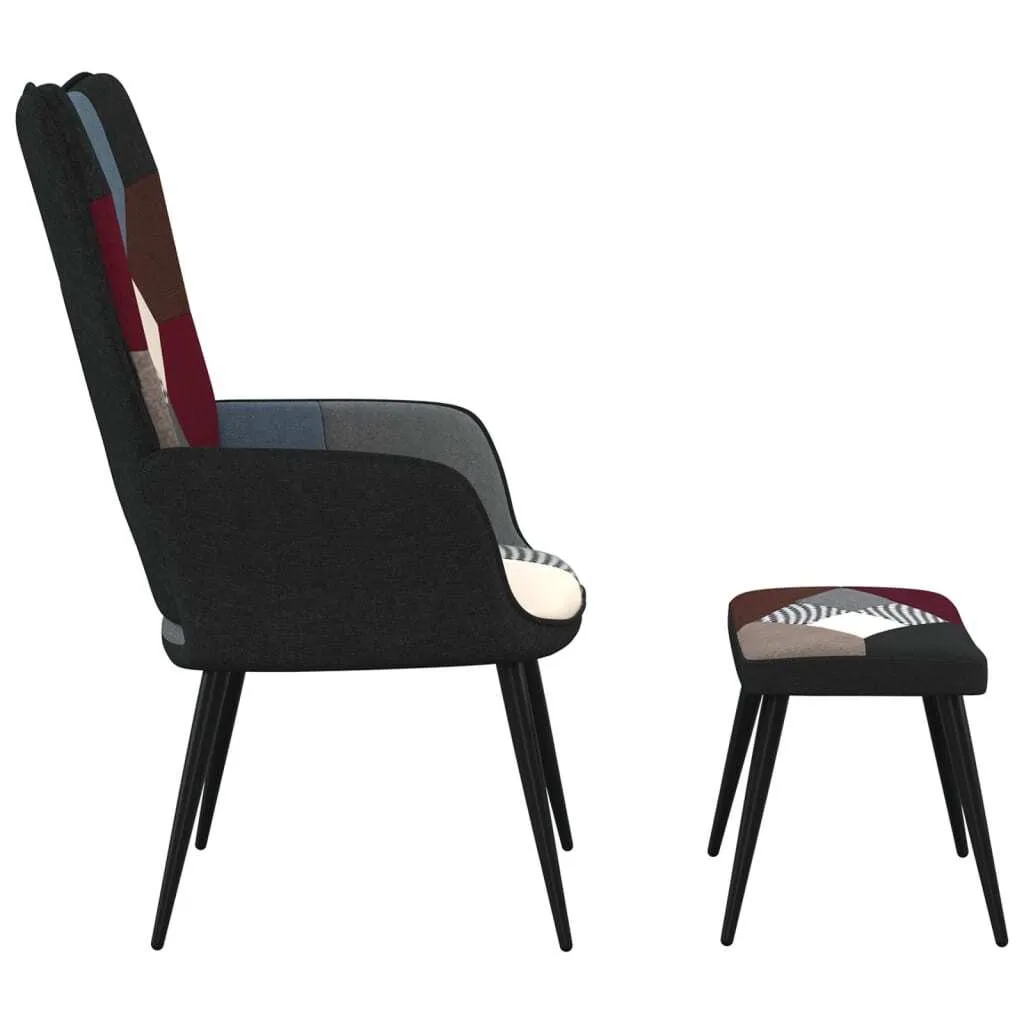Ensemble Fauteuil de Repos et Repose-pieds Patchwork Tissu Multicolore