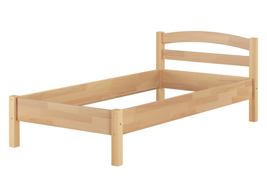 Überlanges Massivholzbett Buche natur 90x220 Holzbett Zubehör wählbar V-60.73-09-220Rollrost inkl.