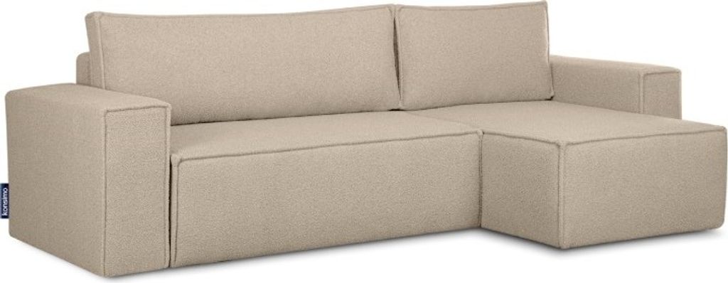 KONSIMO Rechte/Linke Ecksofa mit Schlaffunktion mit Armlehnen "NAPI II" ,hellbeige, Bouclé-Stoff, Modern, 262x89x148 cm