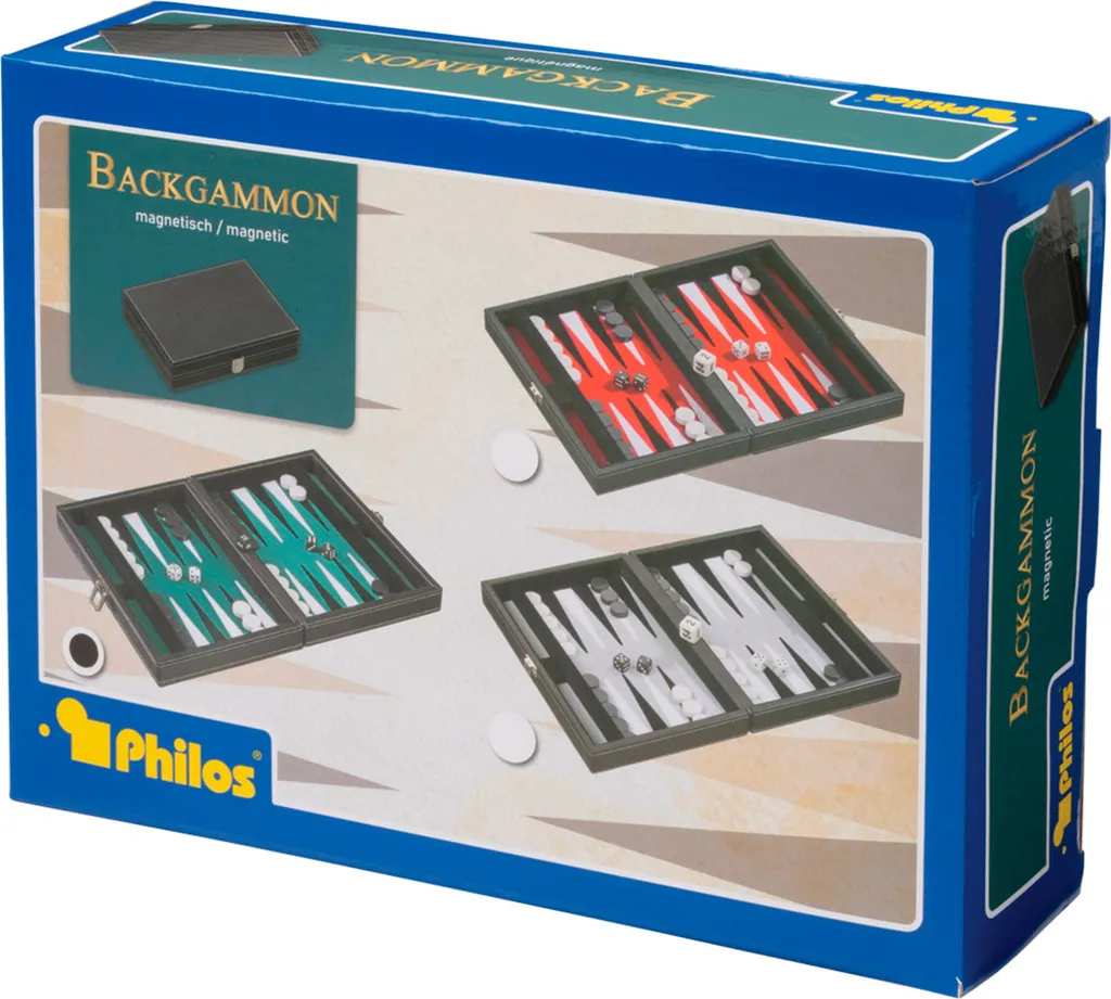 Coffret Backgammon Tinos Vert 23cm : Jeu Compact Sans Perte de Pièces - 5
