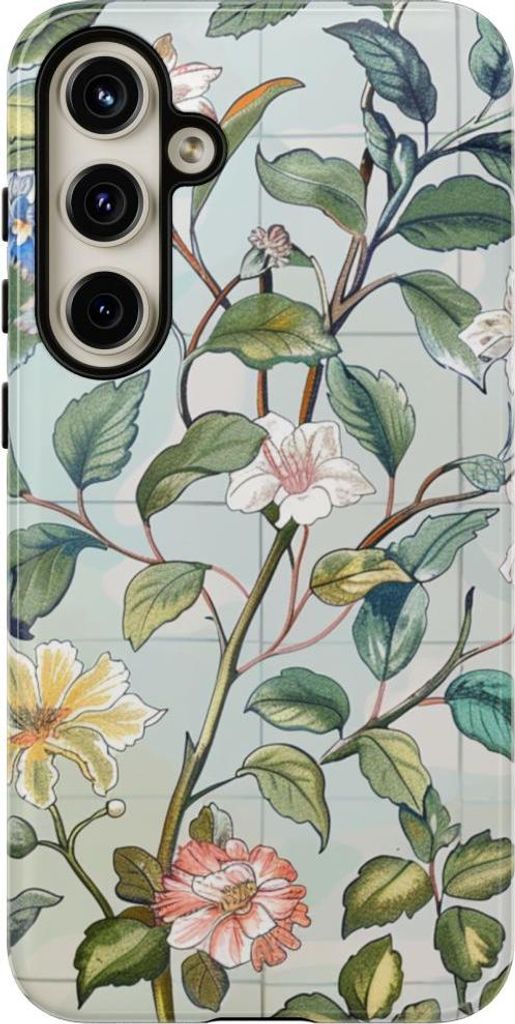 Vintage-Blumenmuster mit Schmetterlingen – Hülle Kompatibel mit Samsung Galaxy S24 Plus