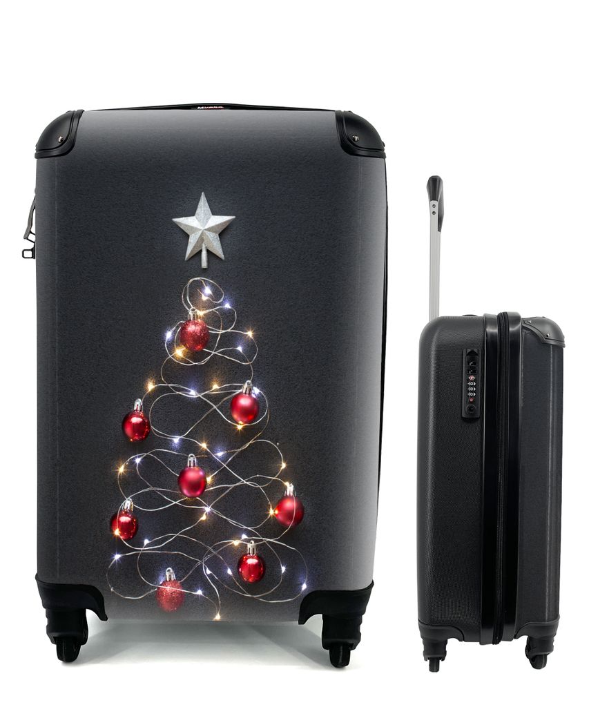 MuchoWow Koffer Handgepäck Trolley Rollkoffer Kleine Reisekoffer mit 4 Rollen - Weihnachtsbaum aus Lichtern - Cabin Size < 55x40x23 cm & 55x40x2...