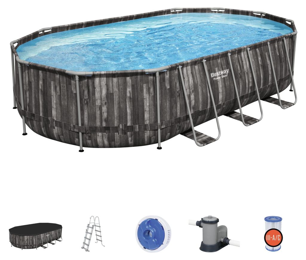 Bestway Oválný bazén s kovovým rámem 6,10 x 3,66 x 1,22 m Obrázek produktu 