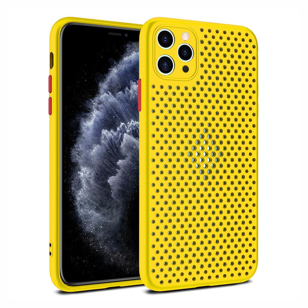 Smartphonica iPhone 11 Pro Max Silikonhülle mit Löchern - Gelb