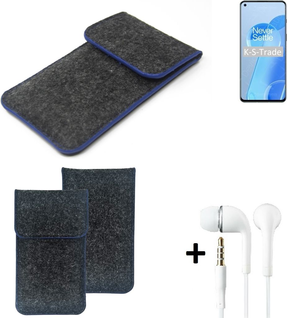 K-S-Trade Handy Schutz Hülle kompatibel mit OnePlus 9RT Schutzhülle Handyhülle Filztasche Pouch Tasche Case Sleeve Filzhülle dunkelgrau, blauer