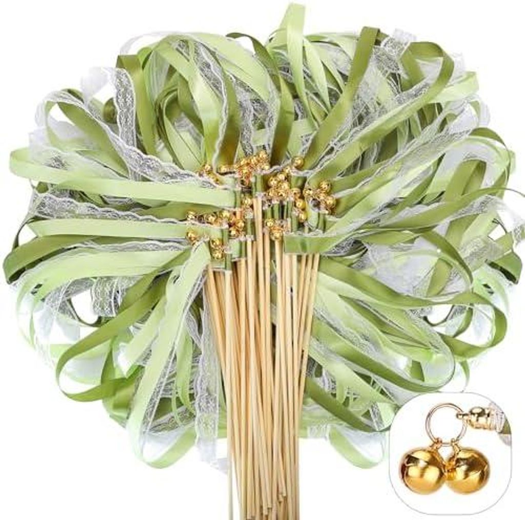 Wedding Wands,50 Stück Stäbe mit 100 Groß Glöckchen und 150 Produktbild 