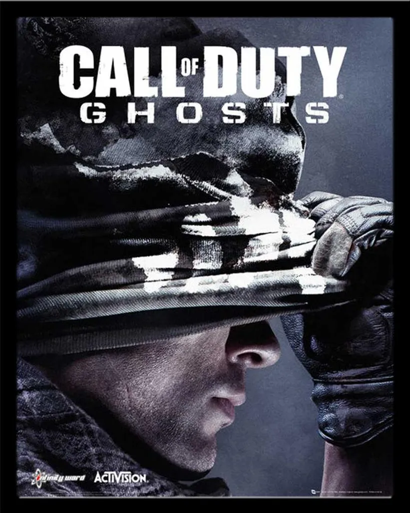 Mini Poster Call of Duty Ghosts avec cadre Shinsuke en MDF noir et vitre