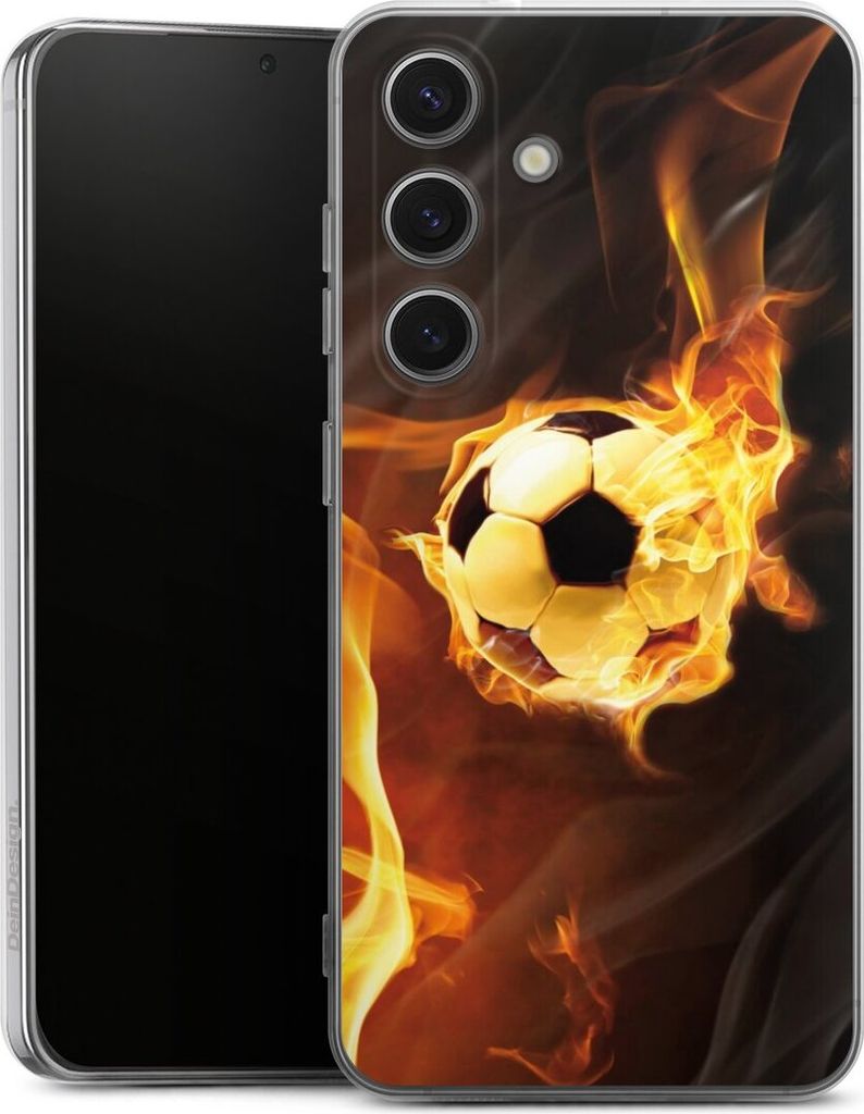 DeinDesign Handyhülle für Samsung Galaxy S25 Silikon Hülle Case Smartphone Schutzhülle Ball Feuer Fußball