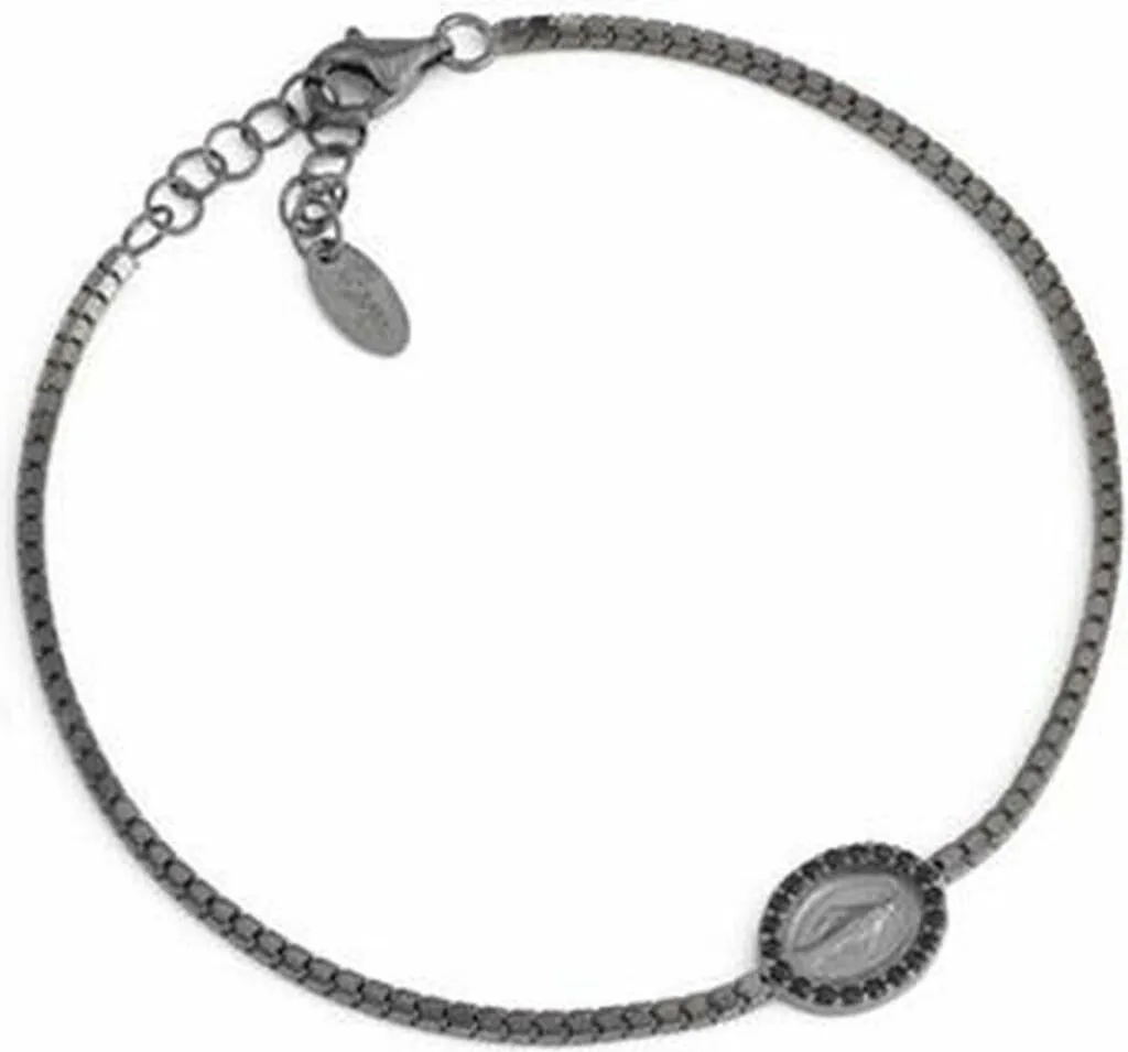 Bague AMEN Mod. BMIN en Argent 925 Rhodié avec Croix et Cristaux Noirs