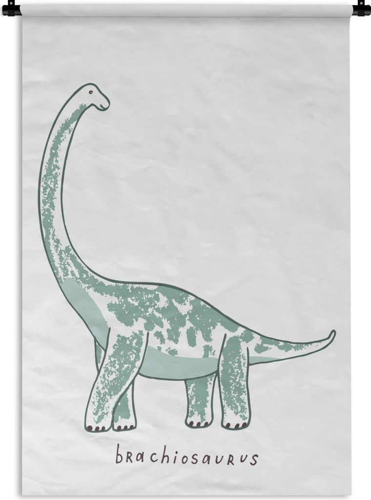 MuchoWow Wandteppich Wandbehang Kinderzimmer- Brachiosaurus - Dinosaurier - Jungen - Mädchen - Kind 60x90 cm Tapisserie Dekoration Wandtuch - Fo...