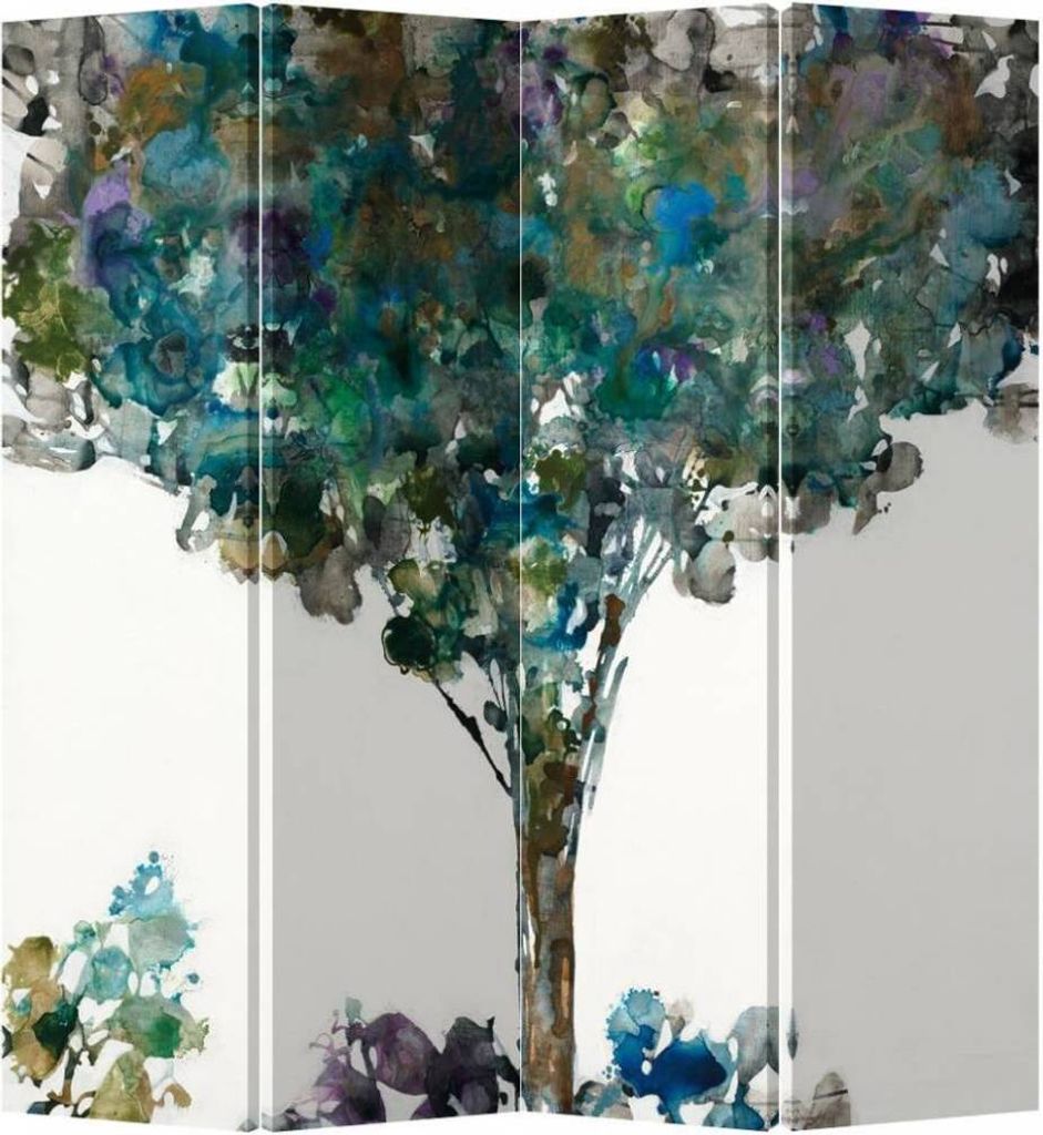 Fine Asianliving Paravent Raumteiler Spanische Wand Trennwand Room Divider Raumtrenner L160xH180cm Bedruckte Canvas Sichtschutz Leinwand Doppelseit...