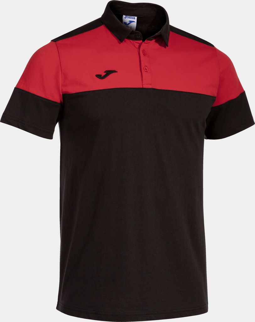 Joma Crew V Polo Baumwolle, Schwarz-Rot, 104
