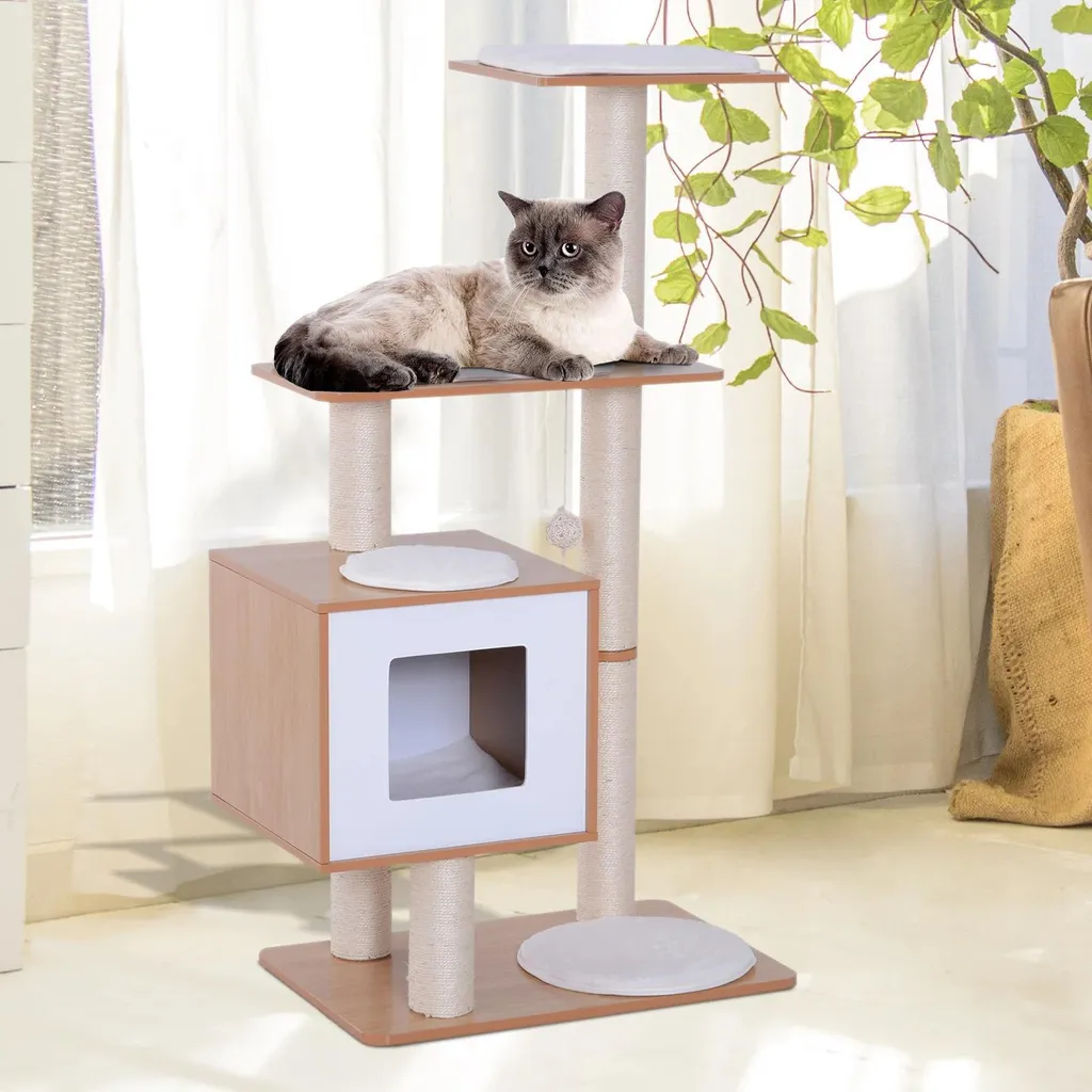 Arbre à chat robuste 120cm - Troncs en sisal et structure MDF durable