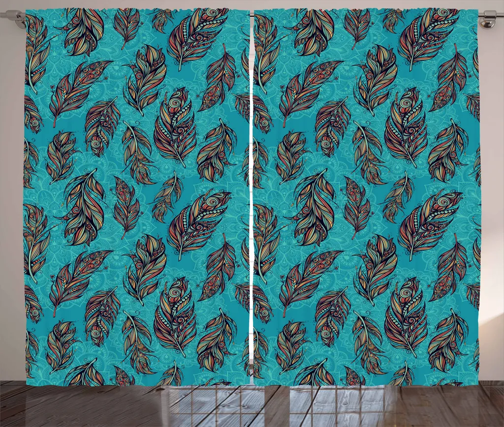Tenda Damascata Peacock Mandala ABAKUHAUS 280x175 Multicolore per Interni