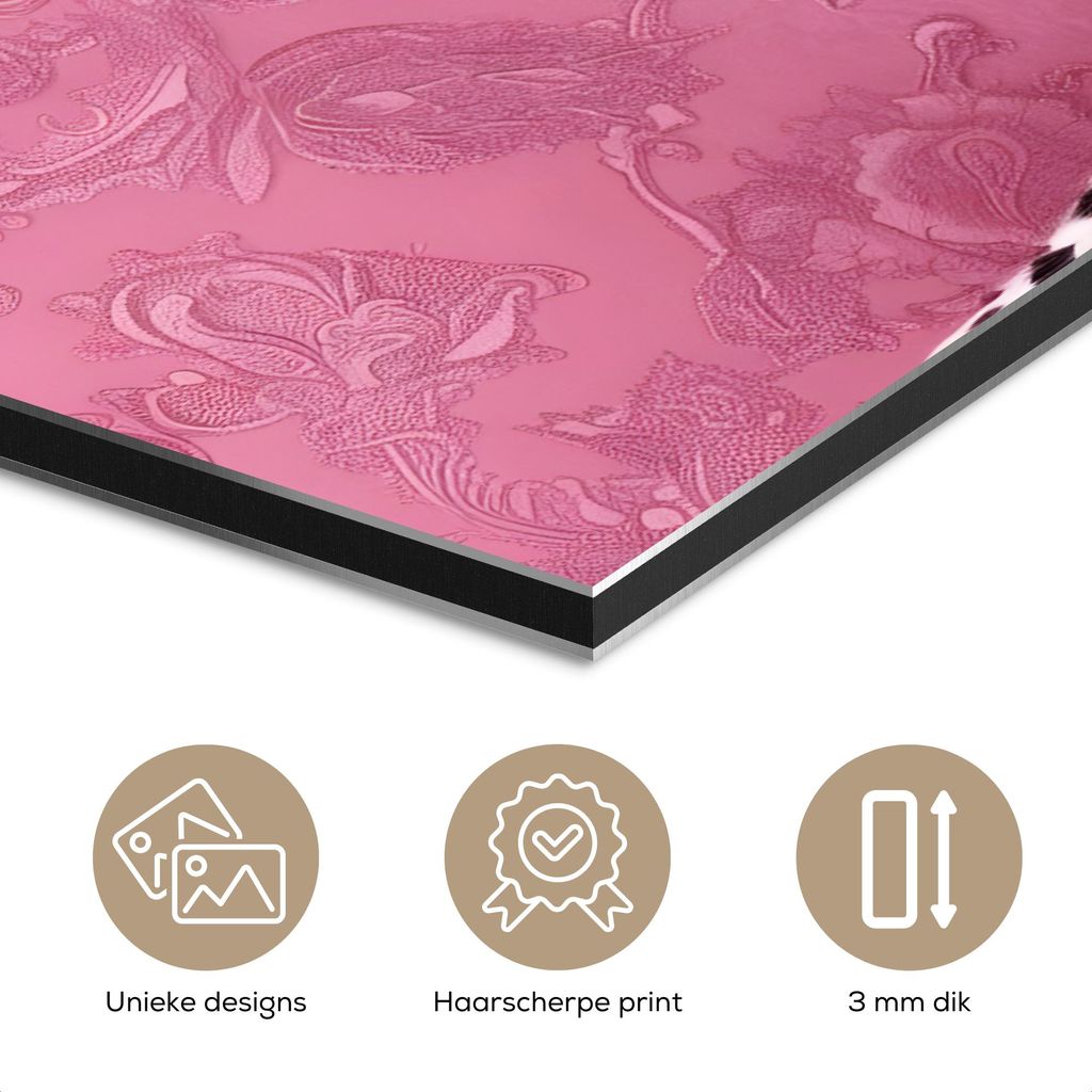 MuchoWow Wanddekoration Metall Metallbild Wandkunst 90x60 cm Panther - Deluxe - Rosa MuchoWow Aluminium Gemälde - Wandbilder