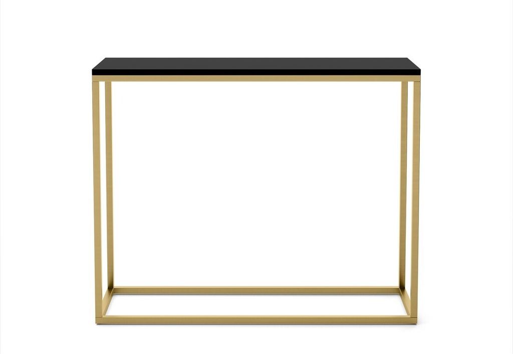 BETTSO Konsole für Flur elegante Schminktisch WELL 100cm Schwarz mit Goldbeinen