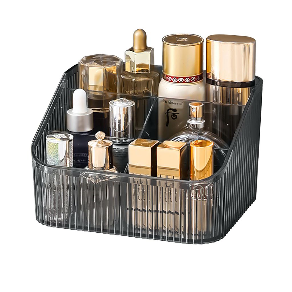 Kosmetik-Aufbewahrungsbox,Kosmetik Organizer,18.5*16*12cm,Verdicktes PET,Mit Gitter,grau