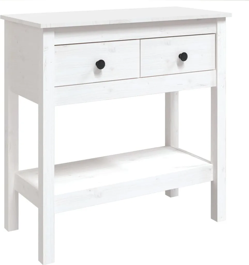 Tavolo consolle bianco 75x35x75 cm in legno di pino massiccio