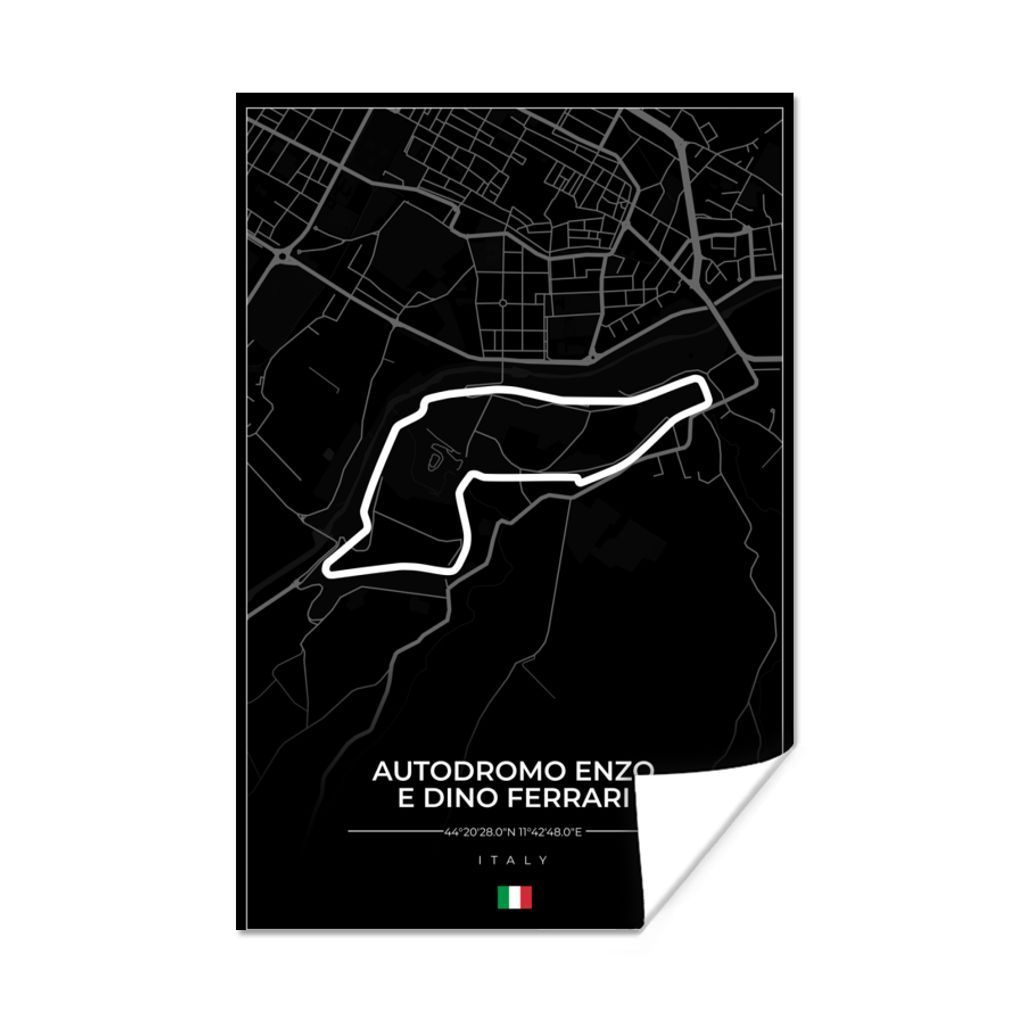 MuchoWow Poster F1 - Rennstrecke - Italien - Schwarz - Autodromo Enzo e Dino Ferrari - Schwarz 60x90 cm - Wanddekoration