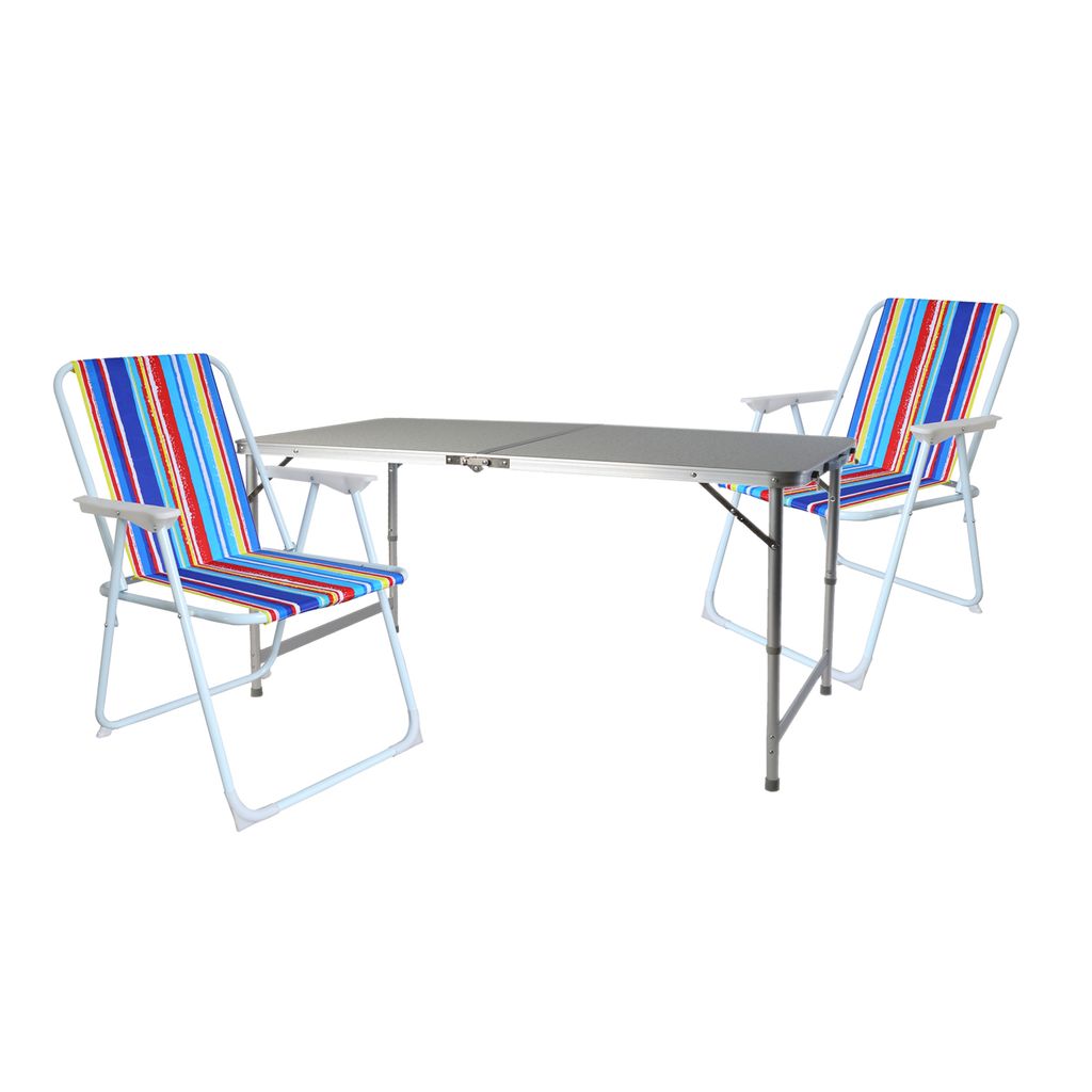 3-teiliges Campingmöbel Set Outdoor Campingstuhl Tisch Aluminium