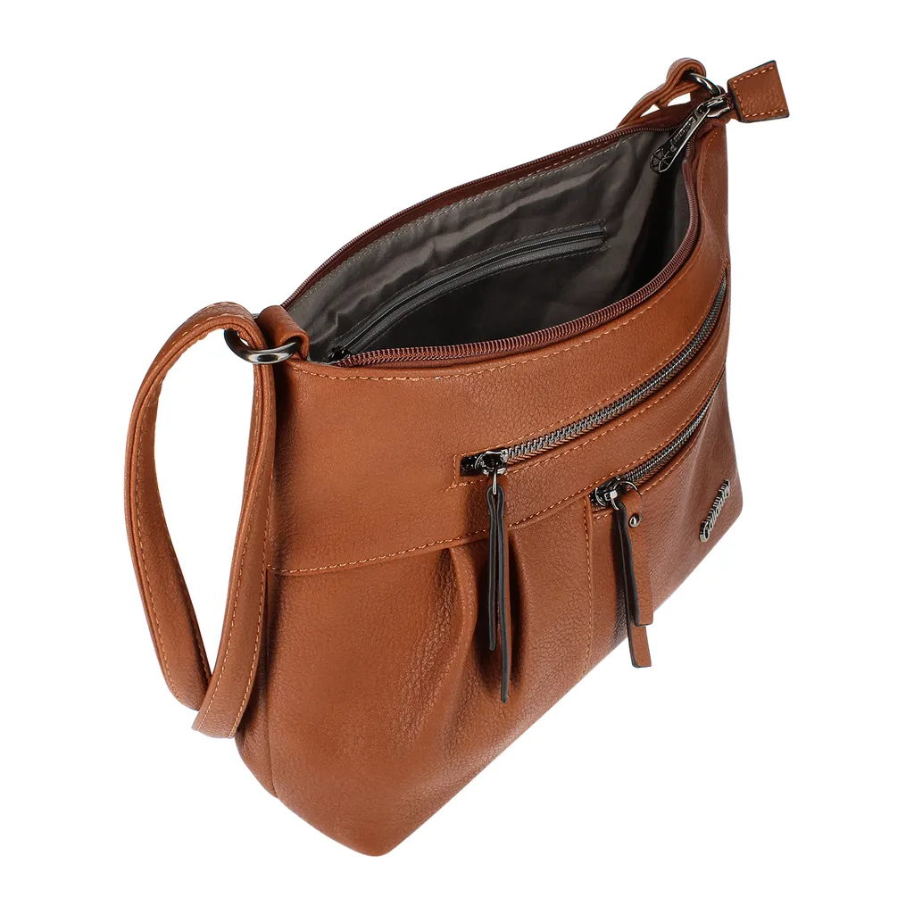 Gallantry, borsa a tracolla con diversi scomparti con zip, marrone - 4
