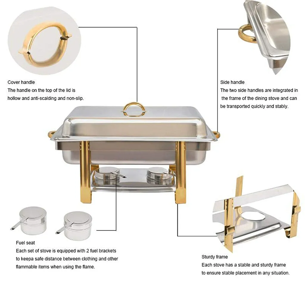 Chafing Dish 9L GN 1/1 en Acier Inox - Réchauffeur Professionnel 63x35cm