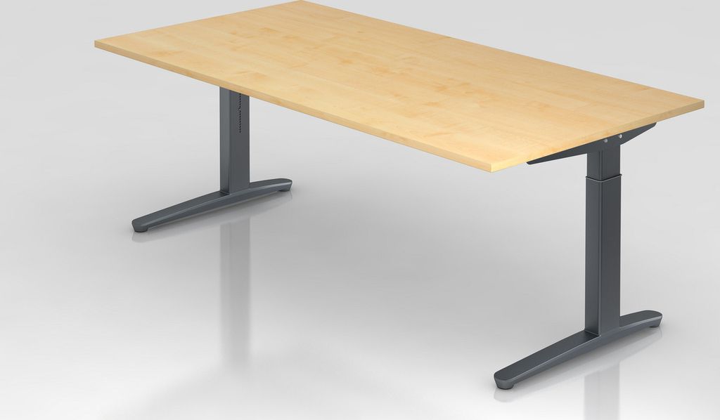 Schreibtisch Mika | Ahorn | Graues Gestell | BxT 200x100cm Produktbild 