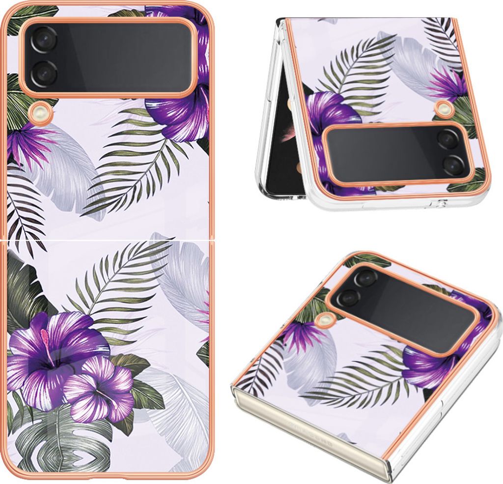 Hülle für Samsung Galaxy Z Flip 4 5G Muster TPU Silikon Stoßdämpfer Bumper Schutzhülle Lila