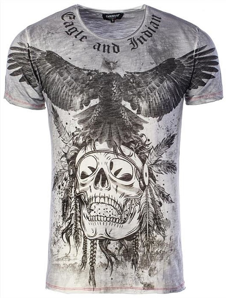 Herren-T-Shirt CARISMA Eagle and Indian Grau CRM4524 XXL