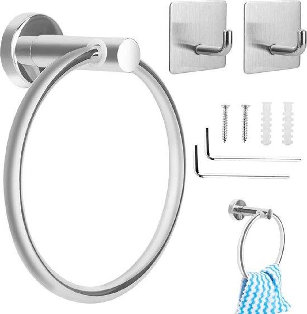 Rundes Badkamer-Accessoire aus Edelstahl, Wandmontage, 2 Haken, für Badezimmer, Küche, WC