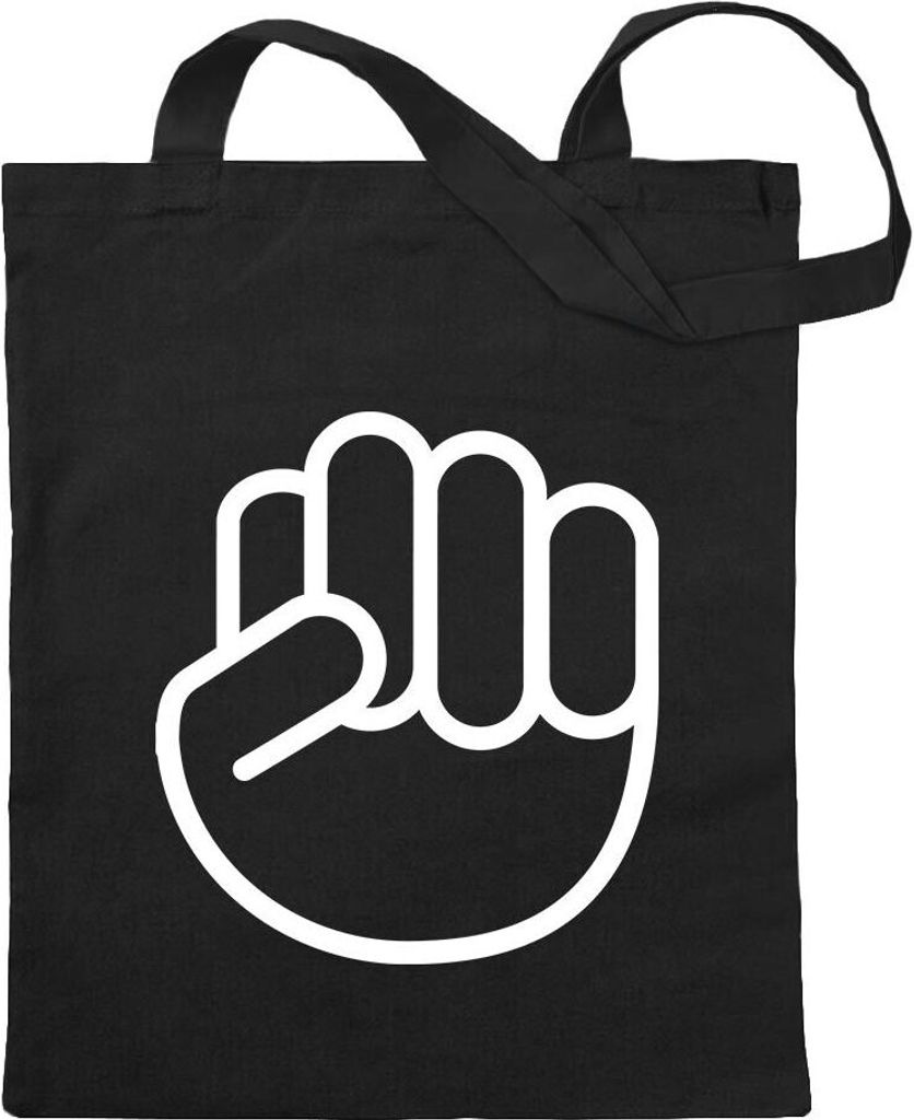 Kiwistar - Baumwolltasche - schwarz - The Shocker Fist - Tragetasche Stoffbeutel Umhängetasche Langer Henkel