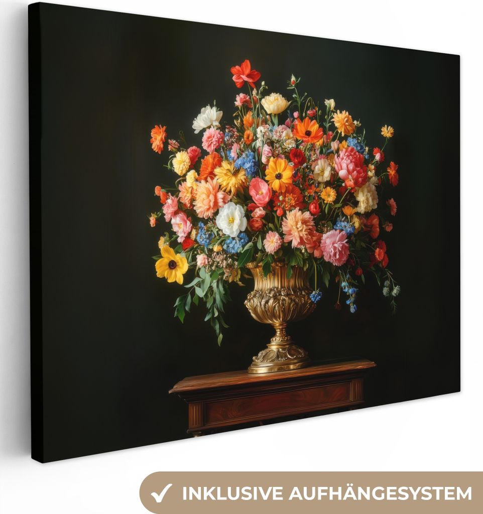 Leinwand Bilder 80x60 cm - Blumen - Farben, Wandbilder, Wanddeko Wohnzimmer, Bild