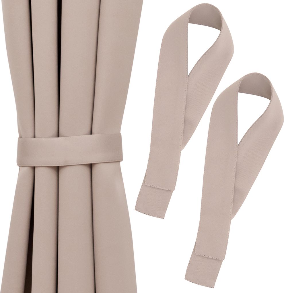 Blumtal Raffhalter für Vorhänge 2er-Set Taupe - Vorhang Raffhalter 72x5 cm - waschbare Gardinenhalter blickdicht