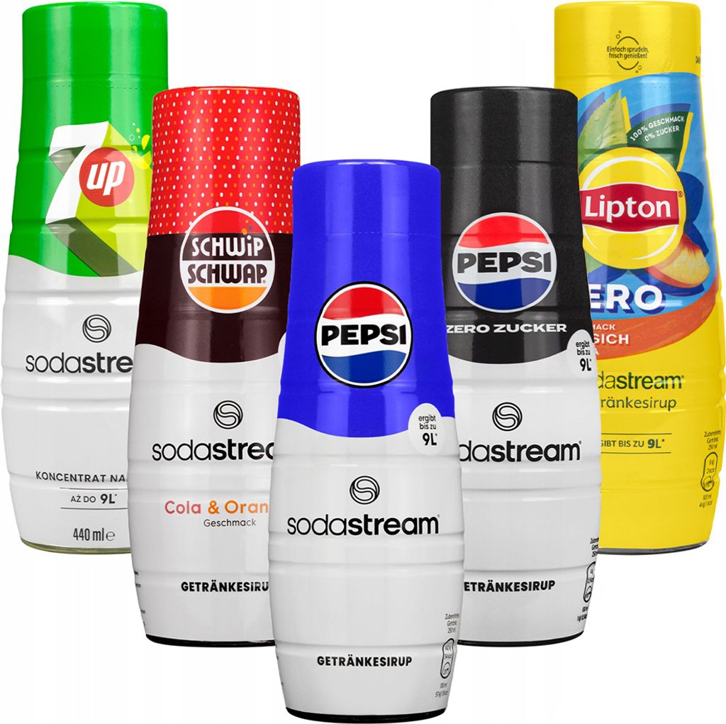 SodaStream Sirup Pepsi, Pepsi MAX, Lipton Pfirsich, 7UP, Produktbild 