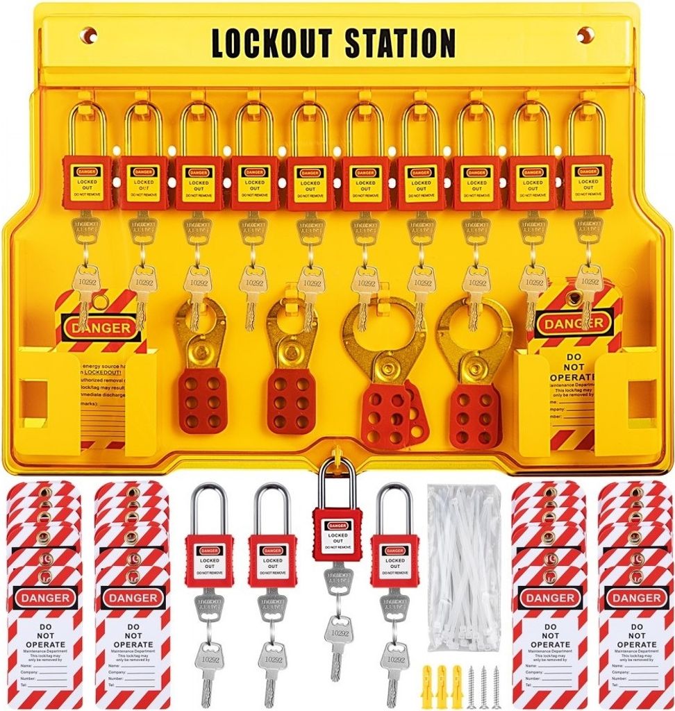 Lockout-Tagout Kit-Station Sicherheitsset 58 Stk. Gruppenschlösser und Haspeln