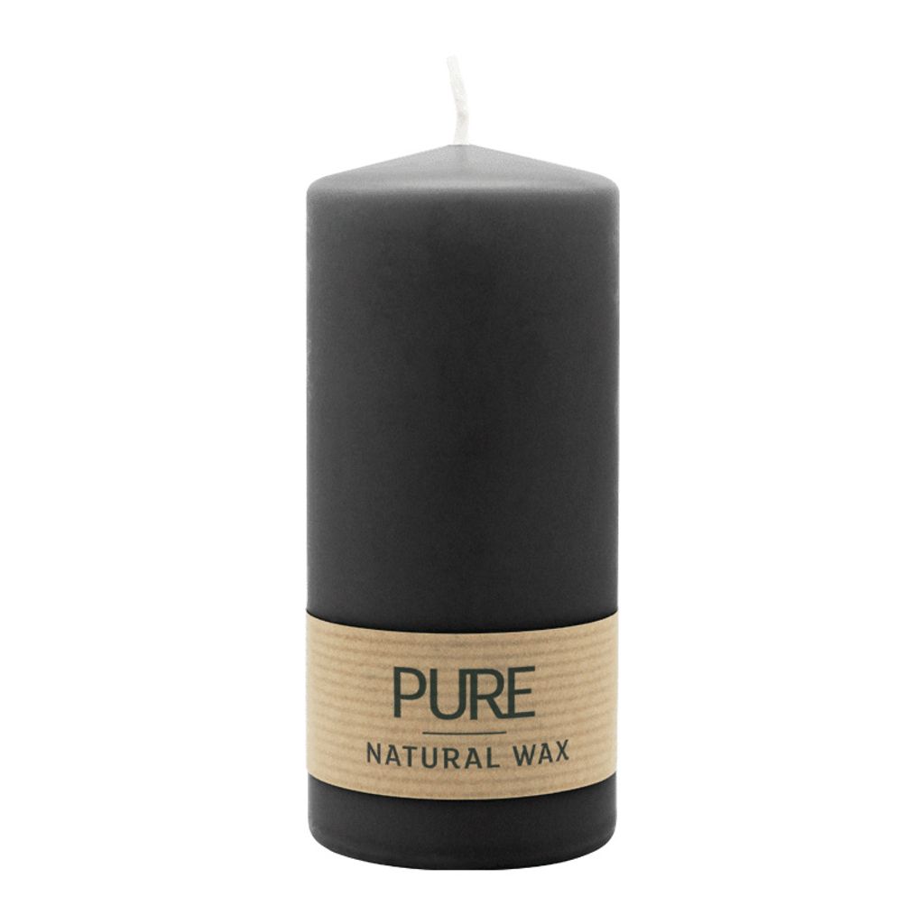 100% PURE, NATURAL WAX, Stumpenkerze, Schwarz, WENZEL, Produktbild 