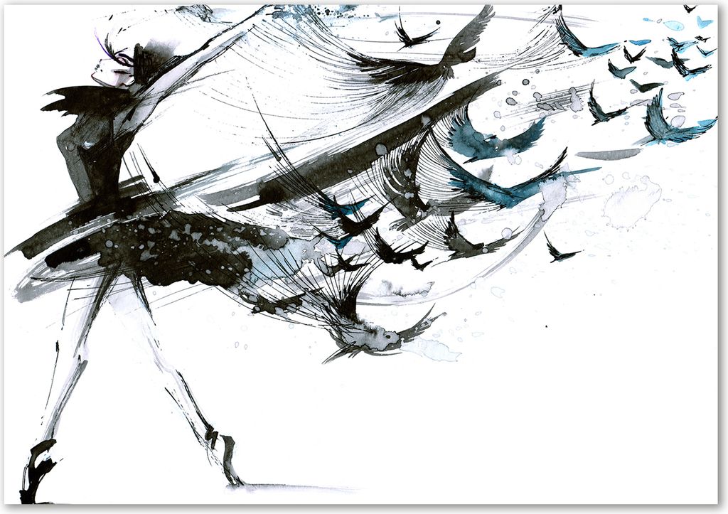Tulup Leinwandbild - 100x70 cm - Wandkunst - Drucke auf Leinwand - Leinwanddruck - Kunst: modern & klassisch - Schwarz - Ballerina