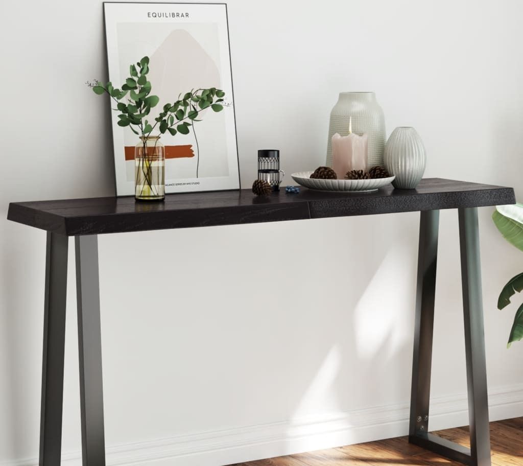 Ankonbej Tischplatte 140x40x(2-6) cm Massivholz Behandelt Baumkante