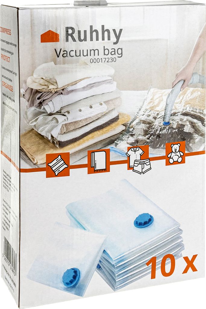 Platzsparende Vakuumbeutel - 10er-Set, transparent/blau, Produktbild 6