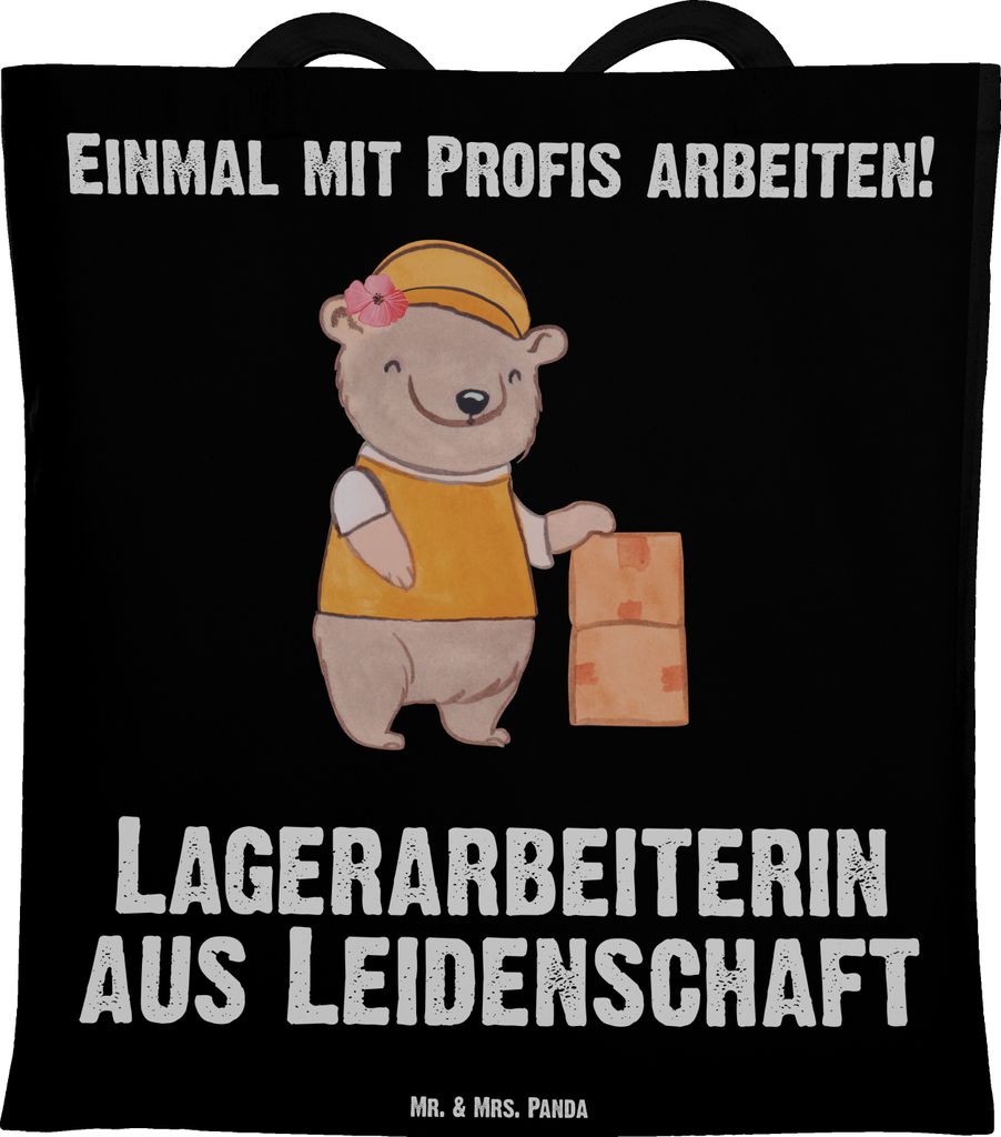 Mr. & Mrs. Panda Shopping Tasche Lagerarbeiterin Leidenschaft - Schwarz - Geschenk, Ausbildung, Witzig, Uni, Schultasche, Fachlageristin, Einkaufst...