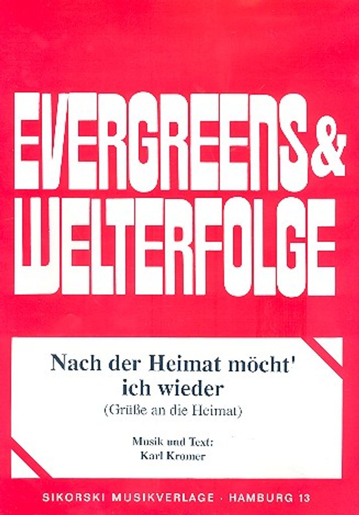 Nach der Heimat möcht' ich wieder: Einzelausgabe für Gesang und Klavier