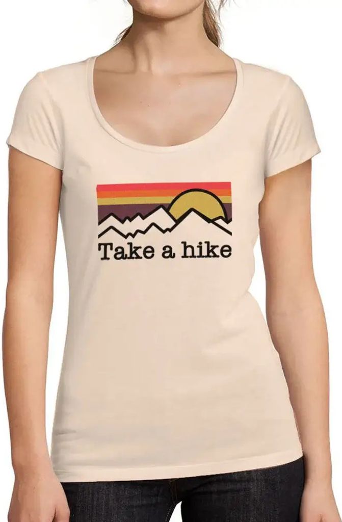 Damen Grafik T-Shirt Geh wandern – Take A Hike – Öko-Verantwortlich Vintage Jahrgang Kurzarm Lustige Druck Geburtstag Geschenk Frau
